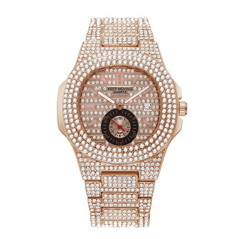 Jeweled Couple Calendar Watch
