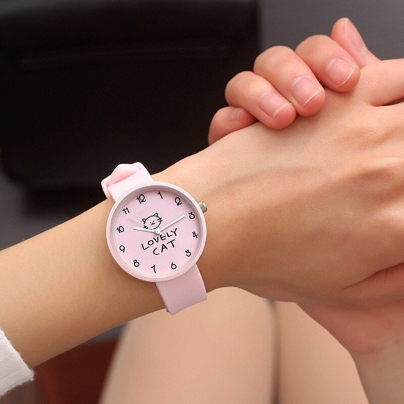 Cute Lovely Cat Watch for Kids