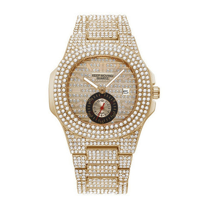 Jeweled Couple Calendar Watch