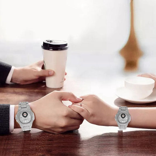 Jeweled Couple Calendar Watch