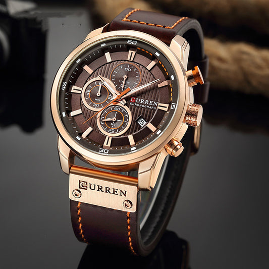 CURREN - IGNITE LEATHER QUARTZ
